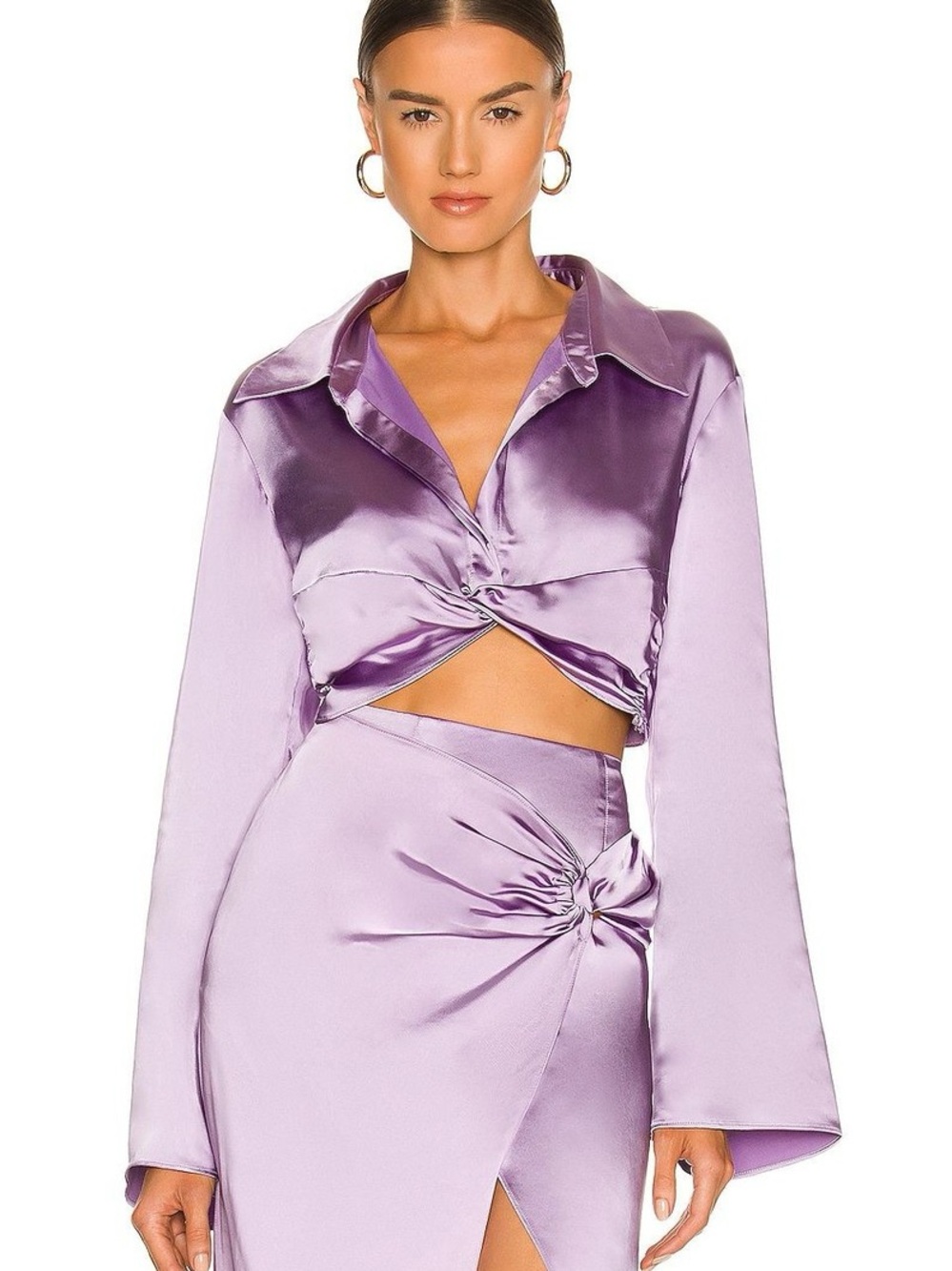 L'Academie Franca Satin Twist-Front Blouse